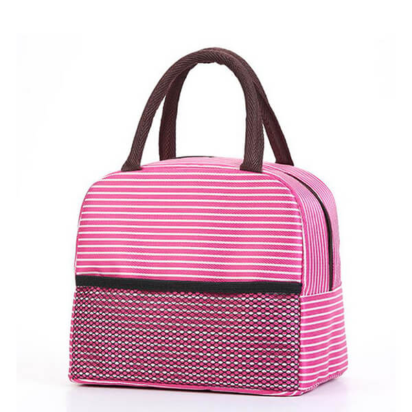 Sac lunch box isotherme rayé rose