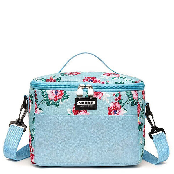 Lunch bag bleu ciel floral