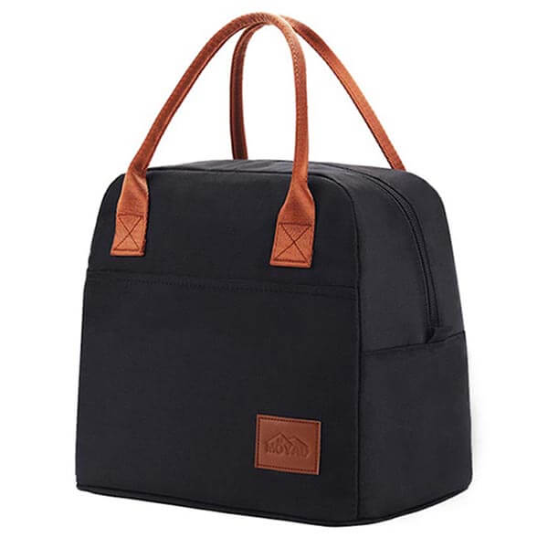 Lunch bag isotherme noir anses marron