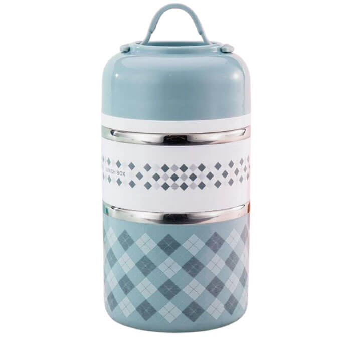 Lunch box isotherme ronde bleue