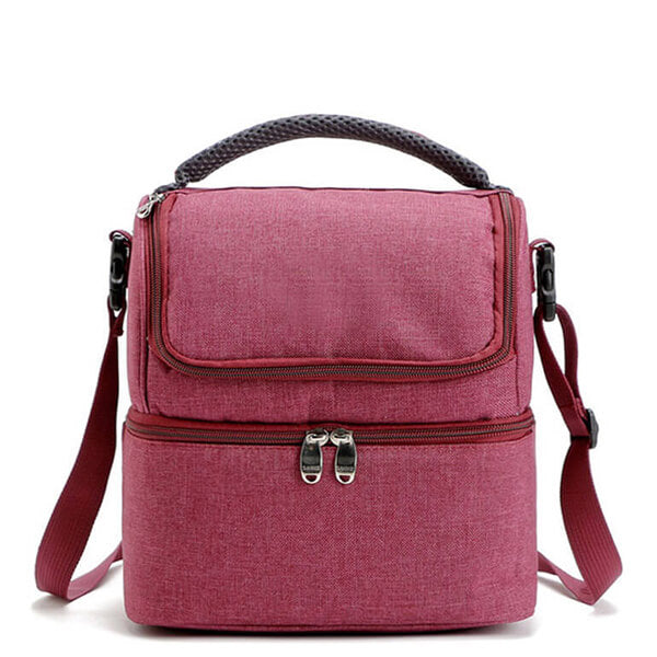 Sac repas isotherme deux étages rouge